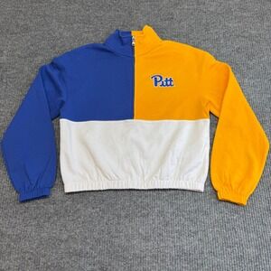 Captivating Pitt Panthers Quarter Zip Cropped Jacket Colorblock Women's
